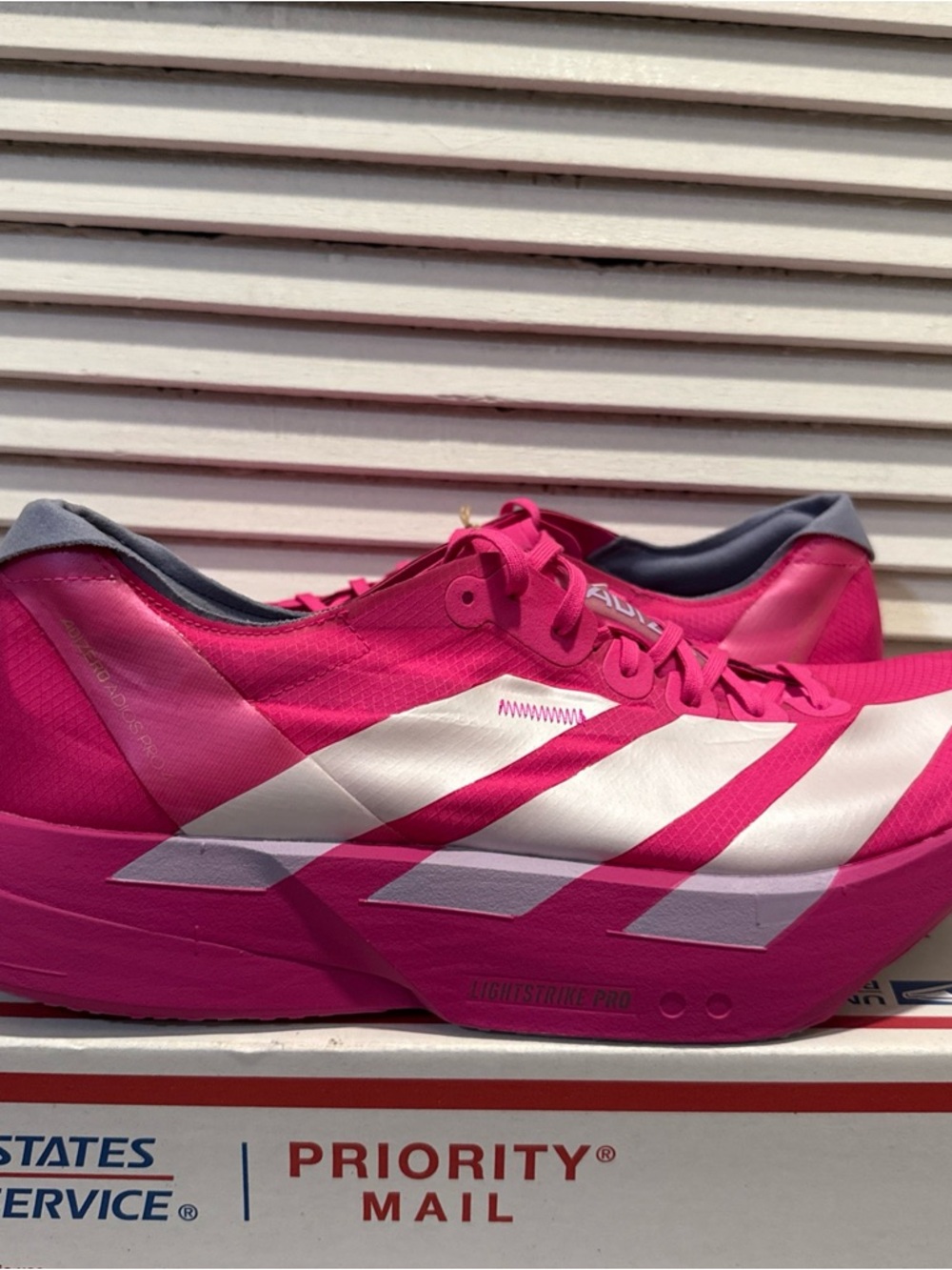 New Adidas Adizero Adios Pro 4 Running Shoes Shock Pink Men’s Size 12.5 JR1269